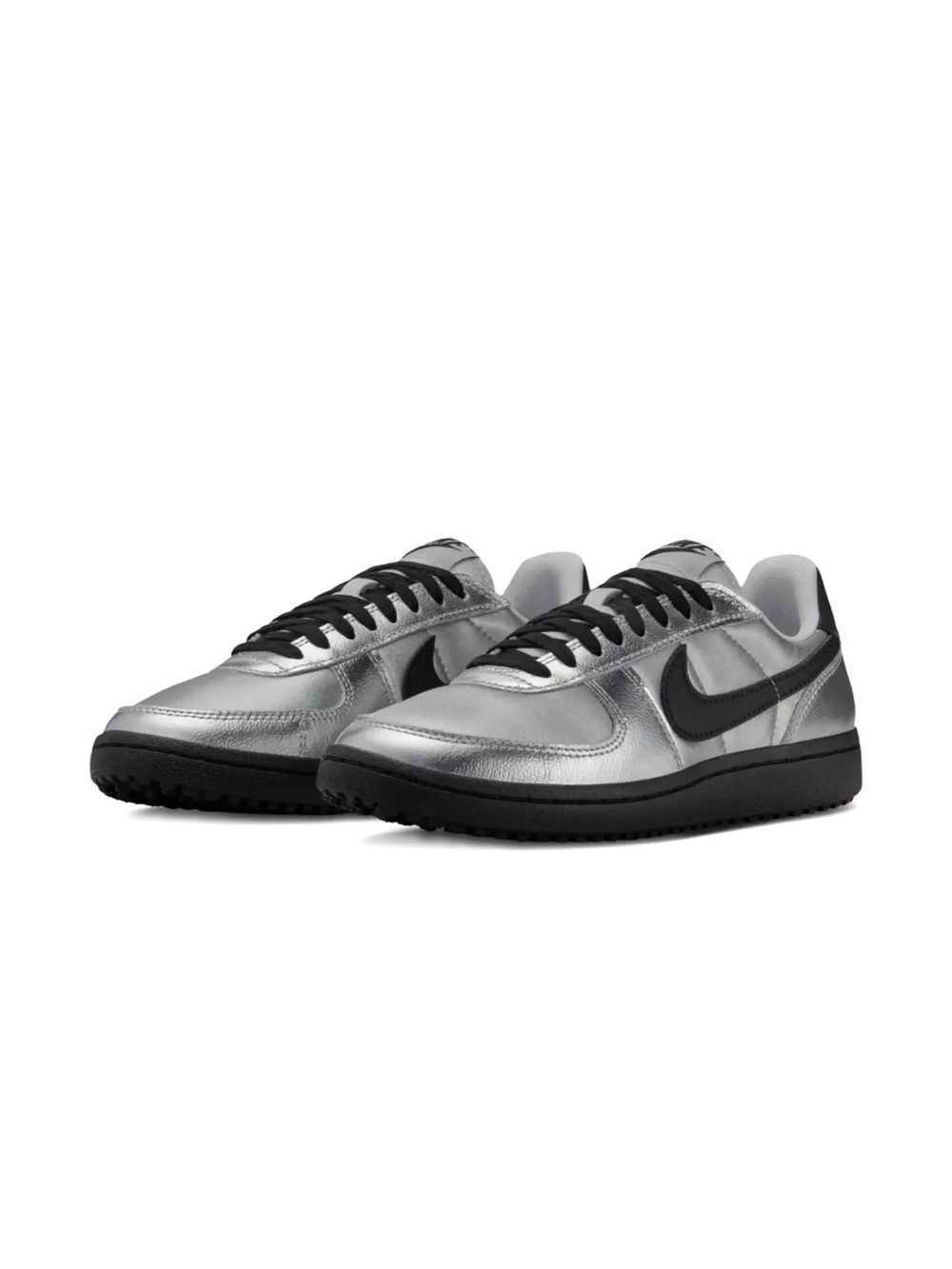 Nike Womens Field General Metallic Silver and Black Sneakers